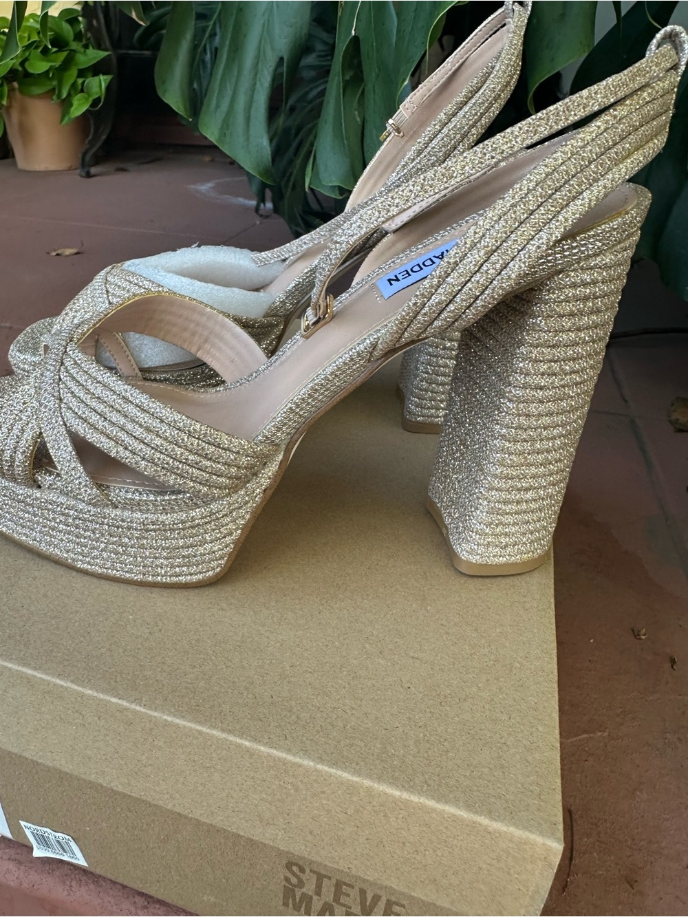 Nordstrom Gold Glitter Platform Slingback Heels